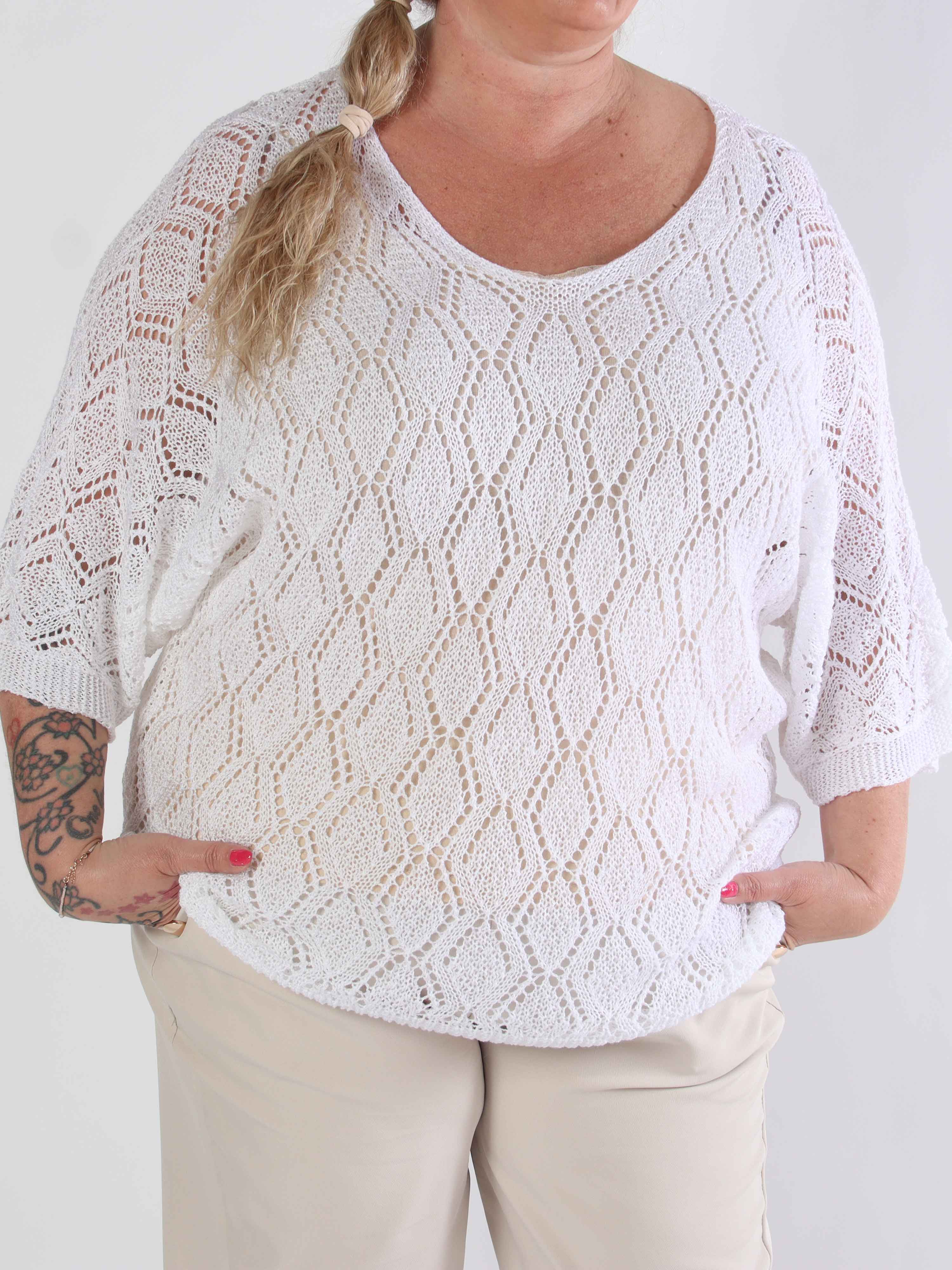 Deisy - Söt plus size-tunika i stickat spetsmönster